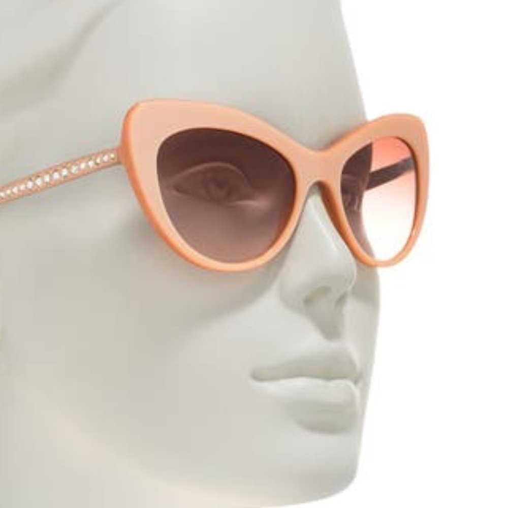 NEW Dolce & Gabbana 52mm Pearly Cat Eye Crystal Inlay Rose Gold Ombre Sunglasses - Picture 8 of 11